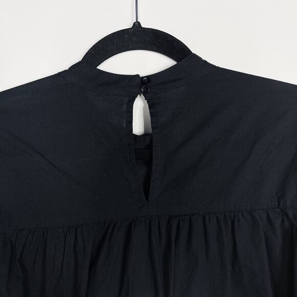 Melrose and Market Medium M Black Peasant Long Sleeve Blouse Top Cinch Sleeve - Picture 5 of 8